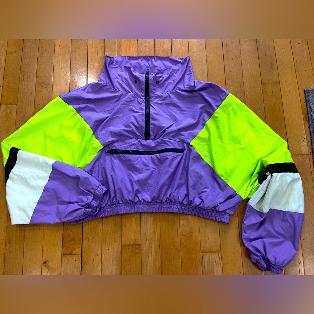 Fashion Nova Purple Cropped Windbreaker Jacket